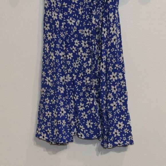 Calvin Klein Blue Floral Faux Wrap Midi Dress Sz 8 - Picture 4 of 13